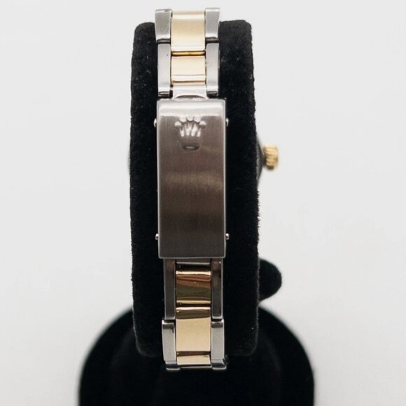 Estate BLACK DIAL Ladies 14k Yellow Gold SS Rolex DATE Watch SERVICED - Picture 4 of 6